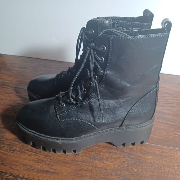 Womens Y2K Combat Boots Size 10 Black Chunky Goth Grunge EDM Platform 90s - Picture 4 of 7